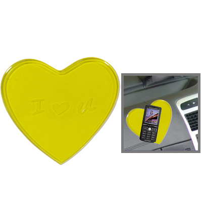 Heart Shaped Car Anti-Slip Mat Super Sticky Pad for Phone / GPS/ MP4/ MP3 (Yellow) - Click Image to Close